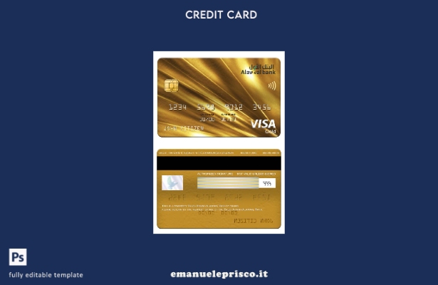 modello di carta oro visto Arabia Saudita Alawwal Bank in stile verificato